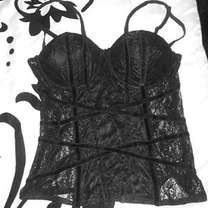 Charlotte Russe black lace bustier